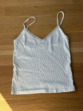 Brandy Melville White Floral Lace-Trim Cami